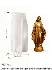 Khuôn silicon 3D hình Đức Mẹ Maria, thích hợp làm nến thơm - Chịu nhiệt, dễ tháo khuôn, có thể tái sử dụng | Dùng để trang trí nến chúc phúc trong nhà thờ, làm tượng thạch cao nghệ thuật DIY, đồ thủ công bằng nhựa | Lý tưởng cho trang trí nhà cửa theo chủ đề tôn giáo, quà tặng và đồ lưu niệm ngày lễ. - trắng - Xem 6