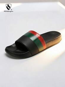 [Spring/Summer New] Men's Sports Slippers, Thick & Durable EVA Sole, Black/Red/Green Fashionable Colors, Plus Size Non-Slip Slides, 2CM Heel Height, Size 36-50, Slip-On House Slippers, Shower Shoes, Indoor Sandals, Extremely Comfortable, Lightweight, Non-Slip, Suitable For Summer Casual, Outdoor, Beach And Vacation. - Black - View 11
