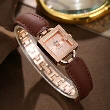 极简腕表套装 - 方形石英表 + 项链 + 耳环 + 戒指 + 手链，优雅日常搭配，情人节、周年纪念日、生日、母亲节、新年理想礼物 - 玫瑰金 - 查看 9