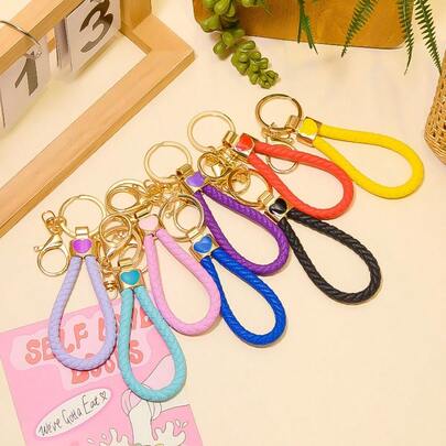 New Heart-Shaped Leather Rope Keychain With Zinc Alloy Lobster Clasp, Small Pendant, Phone Lanyard, DIY Keychain Accessories