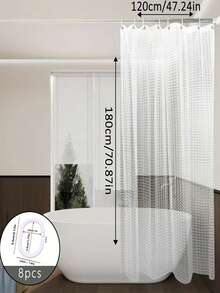 1件EVA透明3D猫眼幻彩浴帘，半透明美观，保护隐私，现代设计，适用于民宿、酒店浴室，防水EVA材质，浴缸浴帘，冰块水晶纹理半透明浴室隔断帘 - A - 查看 15