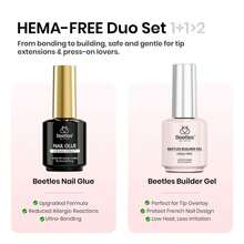 Beetles HEMA-Free Nail Tips Glue Kit, All-In-One Nail Extension Kit For Press On False Nails, DIY Salon Manicure At Home - 2Pcs 15Ml HEMA Free|Builder Gel & Nail Glue - View 2