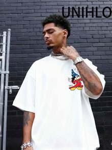 Disney UNIHLO Mickey  Print  Summer Casual Versatile Pure Cotton T-Shirt Suitable For Any Place - 白色 - 查看 3