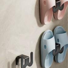 1/2pcs No Drill Wall Mounted Slipper Rack, Bathroom Hanging Shoe Storage Organizer Hook - Multicolor - View 8