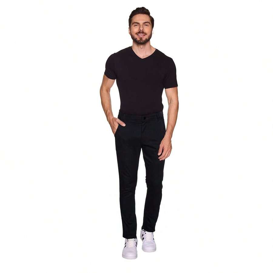 Urban Zone Jeans Men's Dress Pants, Smart Casual Style, Twill, Denim - Black - View 1