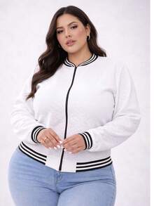 Plus Size Jackets - สีขาว - ดู 1