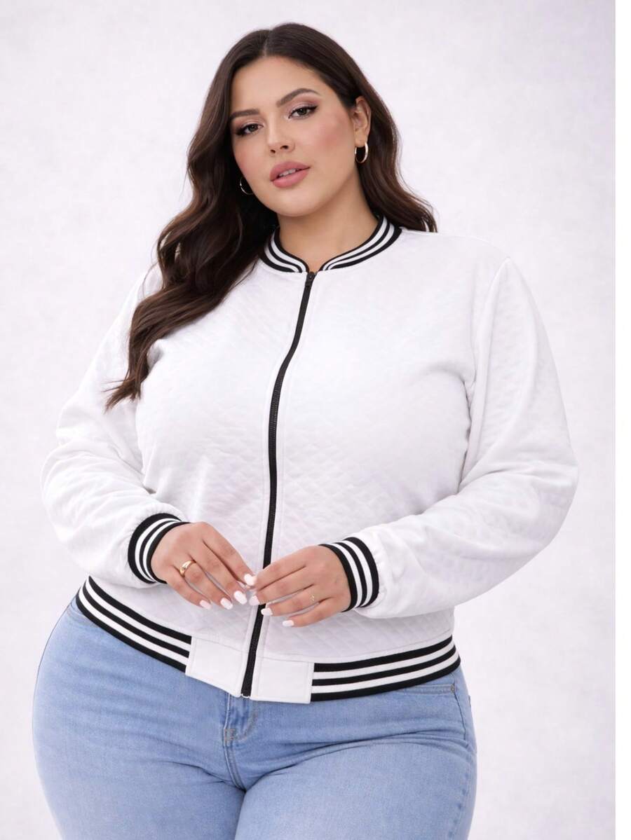 Plus Size Jackets - สีขาว - ดู 1