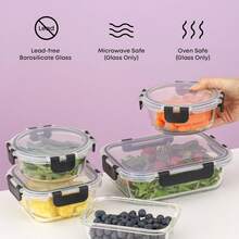 TAIMASI 48 Color/Size Combinations Glass Storage Container Set - Borosilicate Glass Storage Containers (12 Lids + 12 Containers Set), Black Storage Kit, BPA-Fre-E, Microwave-Sa-Fe Containers, Lunch Boxes & Airtight Jars, Christmas Gift - 黑色 - 查看 4