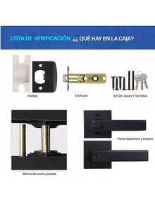 Door Handle With Lock, Modern Matte Black Design, Reversible For Left/Right, Includes 3 Keys For Home - Black - View 7