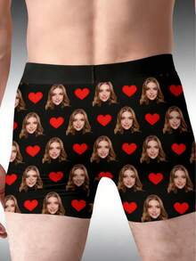 1 chiếc quần lót nam in hình theo yêu cầu - Hình mặt người và họa tiết trái tim màu pastel, quần lót nam in hình theo yêu cầu | Món quà Valentine/kỷ niệm tuyệt vời, quà tặng lý tưởng cho bạn trai, sản phẩm có thể tùy chỉnh, quần lót nam, quà tặng nam, quà Giáng sinh, quà nhét vào tất Giáng sinh cho người lớn, quà tặng đa năng chất lượng cao cho bạn trai - Nhiều màu - Xem 2