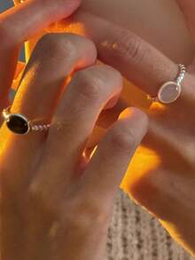 1pc Black & White Minimalist Chic Ins Style Simple Ring, Fashionable Personalized Delicate Versatile Finger Ring For Women - Egg Ring - View 1