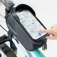 1 pieza Nueva Bolsa para Tubo Superior de Bicicleta, Bolsa para Sillín Impermeable de Doble Tono con Soporte para Teléfono Táctil, Paquete de Almacenamiento para Ciclismo - Multicolor - Ver 6