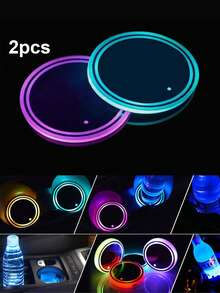 Yogle LED Cup Holder Light, 7 Color Changing, USB Charging, Waterproof Cup Mat, LED Car Interior Atmosphere Decorative Light, Car Accessories - Multicolor - View 10