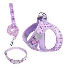 Conjunto de correa para perro con estilo de arnés y color macaron, correa para el cuello de collar pequeño para perro, equipo de paseo - Multicolor - Ver 29