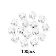 50 piezas de cuentas de cruz CCB electrochapadas en 3D, en colores dorado y plateado, para hacer joyas DIY, collares, manualidades, encantos de teléfono, llaveros, decoración - Cruz - Ver 13
