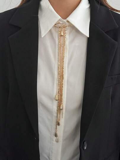 1件优雅几何长方形CCB串珠吊坠水滴流苏胸针，奢华珠宝，适合婚礼、派对、度假、日常休闲、街头风格，女士情侣礼物，节日、生日礼物