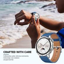 1条22毫米PU皮革表带，兼容华为WATCH GT4 46毫米、WATCH 4 Pro、GT3、GT2 Pro、Buds，柔软替换腕带 - 22mm - 查看 4