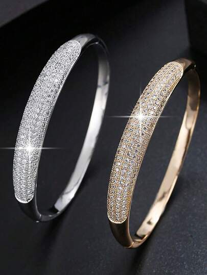 1pc Women's Fashion Versatile Zirconia Bracelet, Suitable For Daily Wear, Parties, Travel, Banquets, Festivals, Jewelry