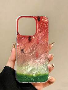 时尚漩涡渐变IMD褶皱PC+TPU西瓜彩绘防震手机壳，兼容 17 Pro/17 Air/17/17 Pro Max/16/11/16 Pro/16 Plus/16 Pro Max/16 e/15 Pro Max/13/14/12/XS/XR/7G/8P，优雅 15 Pro Max手机壳，新款 14防摔手机壳，男女通用，12/11超薄磨砂手机壳，适用于14 Pro Max/11/14/13/优雅简约15寸手机，柔软硅胶防摔保护套 - 彩色 - 查看 4