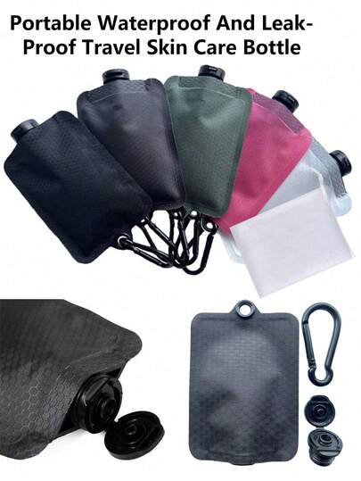 1 Botella de viaje portátil, impermeable y a prueba de fugas para el cuidado de la piel - Dispensador compacto rectangular con asa para limpiador facial, loción y esencia - Esencial para el cuidado de la piel que se lava a mano, adecuado para transportar todos los líquidos en movimiento