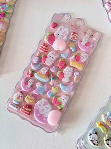 可爱兔子立体泡沫贴纸 自粘贴纸 适用于剪贴簿 DIY 手工艺品和装饰 卡通装饰贴纸 - color - 查看 11