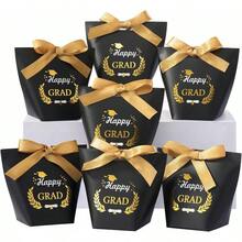 SLShePack 30 Pack Graduation Cap Boxes With Ribbon, Graduation Decorations Class Of Candy Box Grad Party Favors Supplies - 黑色 + 長4.5 x 寬2.4 x 高3.9 英寸 - 查看 6