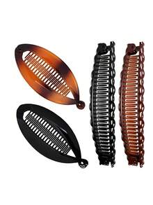 3/4 件套欧美懒人发梳、鱼形发夹、香蕉形发夹套装，多功能发梳，香蕉形发夹 - 彩色 - 查看 8