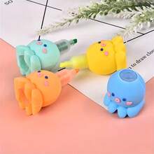 Cute Cartoon Octopus & Heart Shaped Highlighter Pens, Creative Adorable Design Marker Pens, Ideal For Journals, Planners, Scrapbooks, Great Gift For Children And Students - One Size - View 3