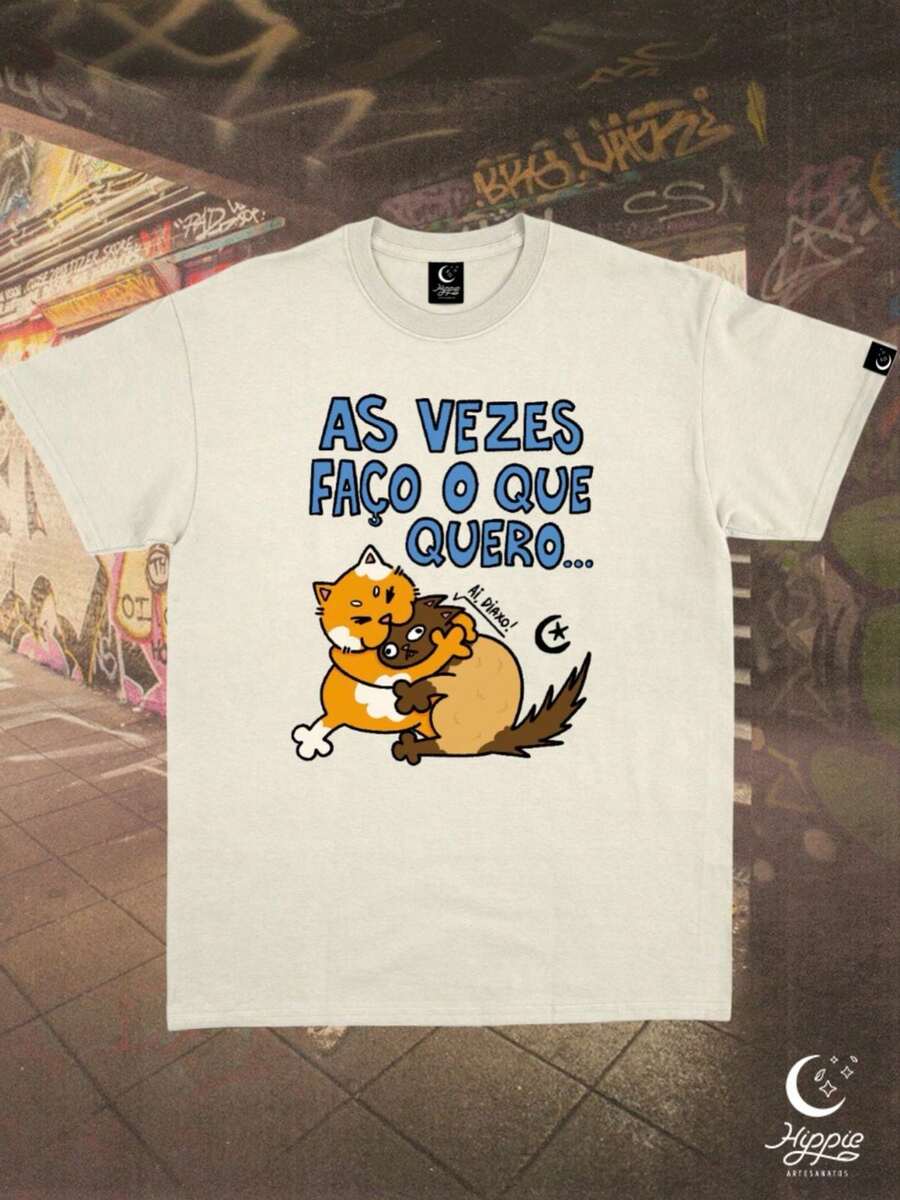 T-Shirt "Sometimes I Do What I Want" - Cream - Front And Back - Champagne - View 1