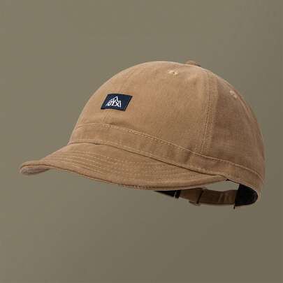 1pc Niche Soft Brim Mountain Style Baseball Cap, Men's Spring/Summer Sun Protection Short Brim Retro American Mountain Peak Outdoor Casual Cotton Embroidered Windproof Cap, All Season