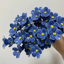 3/8pcs Handmade Ceramic Forget-Me-Not Flowers. Fade-Resistant And Timeless Indoor/Outdoor Home Decor. Ideal Gift For Valentine's Day, Christmas, And Mother's Day. Also Suitable For Holiday Decoration, Interior Design, And Artistic Home Arrangement. - Multicolor - View 7