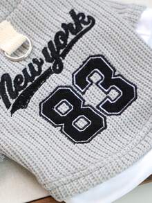 1件狗狗衣服，小型犬服装，欧美风纽约二合一连帽衫宠物服装 - 灰色 - 查看 6