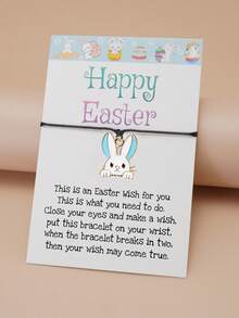 1 pieza Brazalete ajustable con colgante de conejo minimalista, versátil y lindo, adecuado para uso diario casual, gran regalo con tarjeta de bendición - Multicolor - Ver 5