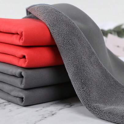 Khăn đa năng nhanh khô mới màu đỏ và xám, có thể dùng làm khăn cho thú cưng, khăn lau xe, khăn lau nhà, khăn da lộn hai mặt không rụng lông.