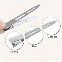 100pcs Professional Salon Hair Clips, 5.5cm/2.17in Metal Curl Clips, Root Volumizing Clamps, DIY Tools, Hair Accessories, Christmas/Halloween Gift, Women Fluffy Root DIY Styling Accessories, Minimalist Design, , Suitable For Buns And Updos, Practical And Convenient - Duckbill Clip - View 7