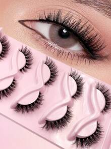 ENCHUW 5 Pairs Cat Eye Lashes, Natural Soft Criss-Cross Delicate False Eyelashes, Faux Mink Cartoon Style Fake Lashes - Black - View 1