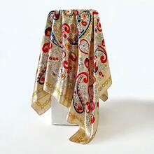 潮流时尚头巾，欧美嘻哈风格，仿丝方巾 - 深藍90x90cm - 查看 5