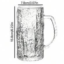 1个装大容量精酿啤酒杯 - 冰川纹理杯，带把手，加厚玻璃 - 家用饮用杯 - 彩色 - 查看 2