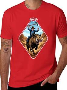 Camiseta para hombre TERRACORE: Camiseta gráfica de algodón suave para aventuras, cómoda para el verano - Rojo - Ver 2