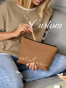 Customizable Makeup Bag With Name, Personalized Makeup Bag With Unique Design, Storage Pouch, Fashionable Minimalist Monogram Lightweight Cosmetic Bag - Multicolor - View 8