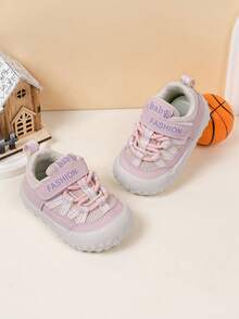 1 Pair Baby Toddler Shoes, Lightweight Anti-Slip Breathable Sneakers, Convenient Hook And Loop Closure - Pink - View 7