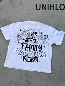 Disney Mickey  Print  Summer Casual Versatile Pure Cotton T-Shirt Suitable For Any Place - White - View 5