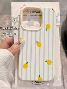 1个白色条纹柠檬极简全包覆TPU防震手机壳，兼容苹果17、16、15、14、13、12、11 Pro Max、Air和Series系列 - 彩色 - 查看 4