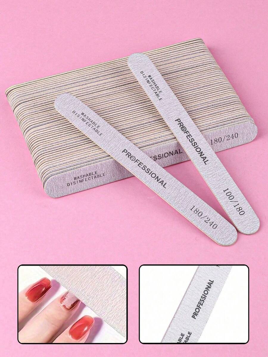 Bộ 20/10/5 dũa móng tay bằng gỗ mỏng, giấy nhám hai mặt 100/180 grit, dũa đánh bóng móng tay hai mặt 180/240 grit, dũa đánh bóng móng chuyên nghiệp, dũa đánh bóng chân hai mặt hình thuyền bằng gỗ, khối đánh bóng móng, thích hợp cho móng tự nhiên, tiệm làm móng tại nhà, móng acrylic, v.v. - Màu Xám nhạt - Xem 1