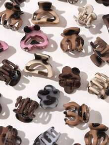 10/20/30个粉色和灰色豹纹几何迷你发夹，可爱简约发饰 - 彩色 - 查看 4