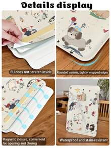 Of Cartoon Watercolor Puppy Pattern PU Leather Magnetic Closure Laptop Bag, Suitable For Tablets/Laptops, Compatible With MacBook Pro 15, Air 13, Galaxy TAB S10 Ultra, And Metabook 14 Inches. Waterproof And Stain-Resistant, Easy To Carry, Can Be Used As A Mouse Pad, An Essential Laptop Bag For Work/Study/Travel. - View 10