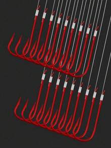 20pcs/Board 10sets Double Hooks, Suitable For Freshwater Fishing, Small To Medium Fish - Red - View 5