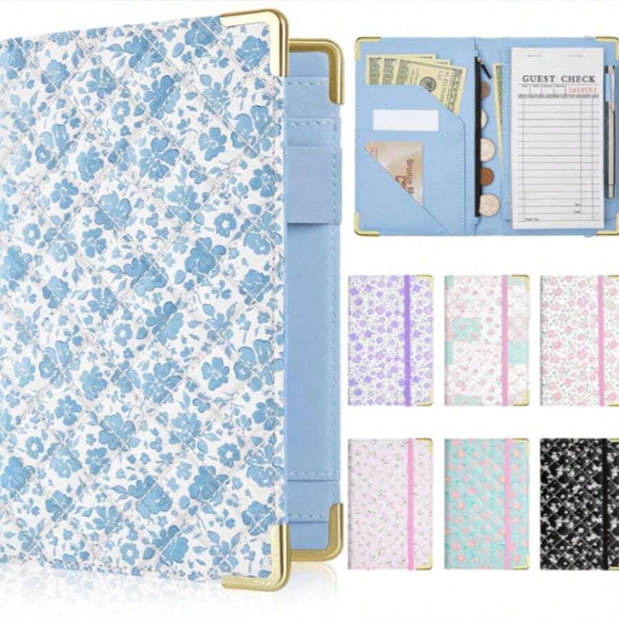 Server Book, Faux Leather Server Books For Waitress, Cute Servers Book With Zipper Pocket & Pen Holder, Serving Books Fits Servers Apron, Dark-Green - Xanh đậm - Xem 1