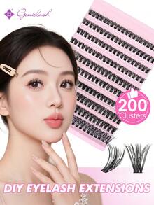 200pcs D-Curl DIY False Eyelash Clusters, 60D Cluster Lashes, 0.07mm D-Curl 9-16mm Mixed Natural Eyelash Extension, Super Thick Growth Cluster Lashes, Curled Single Lashes, Slim Long Lashes, Cartoon-Like Growth Lashes, Suitable For Beginners Home Use (60D) - D - View 4