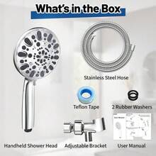 YUNRUICHI Handheld Shower Head With Hose High Pressure 7 Spray Settings  Alloy Bathroom Shower Head Strong Water Flow For Modern Home Shower - White - View 8